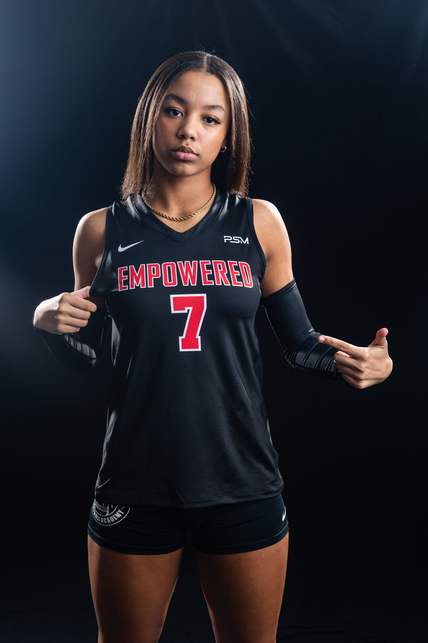 Empowered volleyball player poses for media day photos in Fort Wayne.